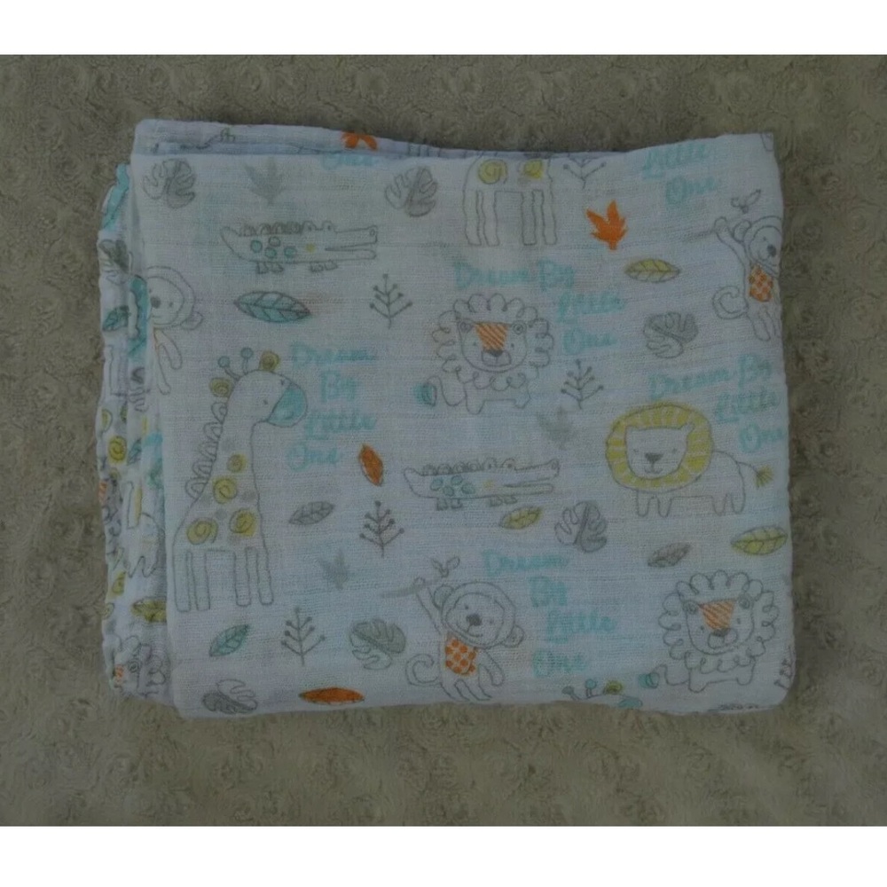 Bananafish Dream Big Little One Baby Blanket Swaddle Lion Giraffe Monkey White
